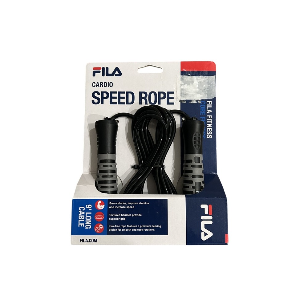 FILA Cardio Speed Rope Unisex 9ft Black New Adjustable Fitness Jump Rope Workout
